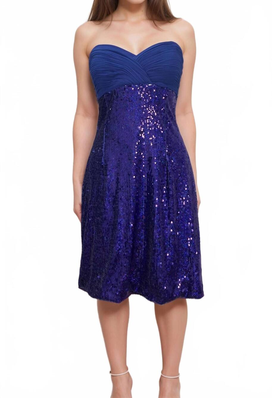 NEW LAST DRESS strapless stardust dress in royal
